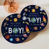 Houston We hebben een Boy Space Galaxy Baby shower Papieren Bordje