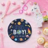 Houston We hebben een Boy Space Galaxy Baby shower Papieren Bordje (Feest)