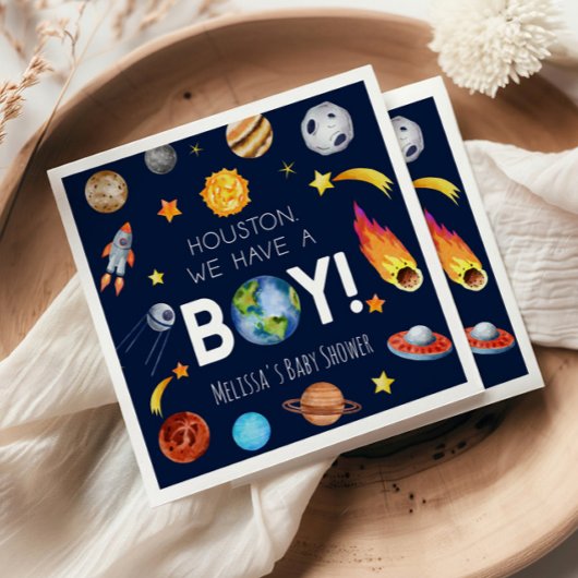 Houston We hebben een Boy Space Galaxy Baby shower Servet