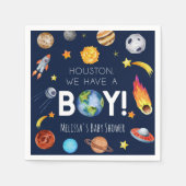 Houston We hebben een Boy Space Galaxy Baby shower Servet (Voorkant)