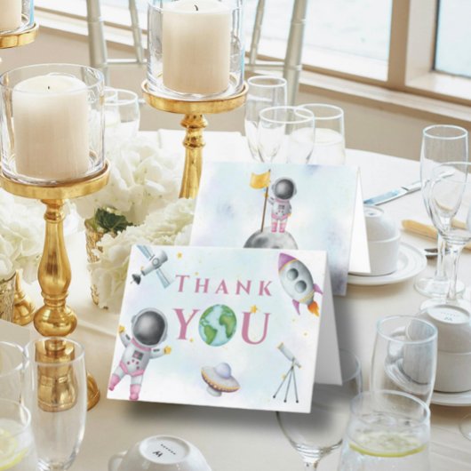 Houston We hebben een Girl baby shower Space Astro Bedankkaart