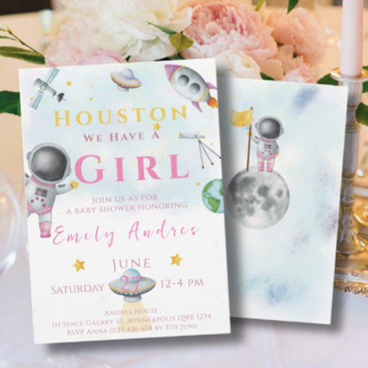Houston We hebben een Girl baby shower Space Astro Kaart