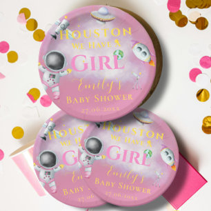 Houston We hebben een Girl baby shower Space Astro Papieren Bordje