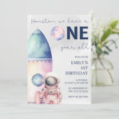 Houston, we hebben een jaar oude Verjaardag Uitnod Kaart (Staand voorkant)