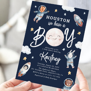 Houston We Hebben een Jongen Astronaut Baby Borrel Kaart