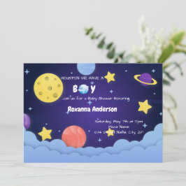 Houston We hebben een jongen buiten de ruimte Baby Kaart