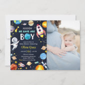 Houston We hebben een jongen buiten de ruimte Baby Kaart (Voorkant)