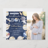 Houston We hebben een jongen buiten de ruimte Baby Kaart (Voorkant)