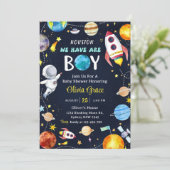 Houston We hebben een jongen buiten de ruimte Baby Kaart (Staand voorkant)