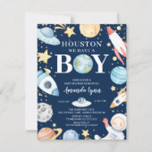 Houston We hebben een jongen buiten de ruimte Baby Kaart (Voorkant)