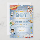 Houston We hebben een jongen buiten de ruimte Baby Kaart (Voorkant)