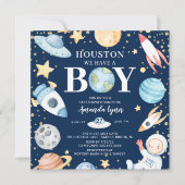 Houston We hebben een jongen buiten de ruimte Baby Kaart (Voorkant)