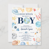 Houston We hebben een jongen buiten de ruimte Baby Kaart (Voorkant)