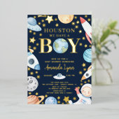 Houston We hebben een jongen buiten de ruimte Folie Uitnodiging (Staand Voorkant)