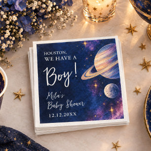 Houston We Hebben een Jongen Galaxy Baby Shower Servet