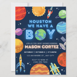 Houston We Hebben Een Jongen Outer Space Uitnodigi