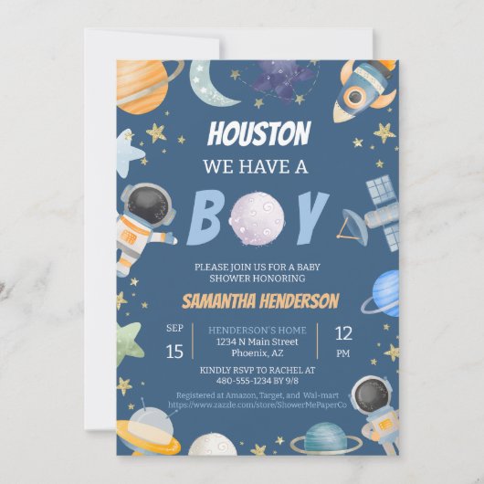 Houston, we hebben een jongensdouche kaart (Voorkant)