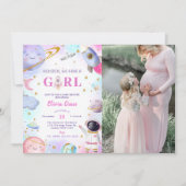 Houston We hebben een meisje buiten ruimte Baby sh Kaart (Voorkant)