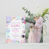 Houston We hebben een meisje buiten ruimte Baby sh Kaart (Staand voorkant)