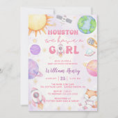 Houston We hebben een meisje buiten ruimte Baby sh Kaart (Voorkant)