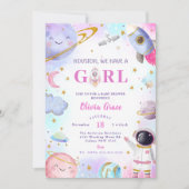 Houston We hebben een meisje buiten ruimte Baby sh Kaart (Voorkant)