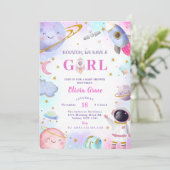 Houston We hebben een meisje buiten ruimte Baby sh Kaart (Staand voorkant)