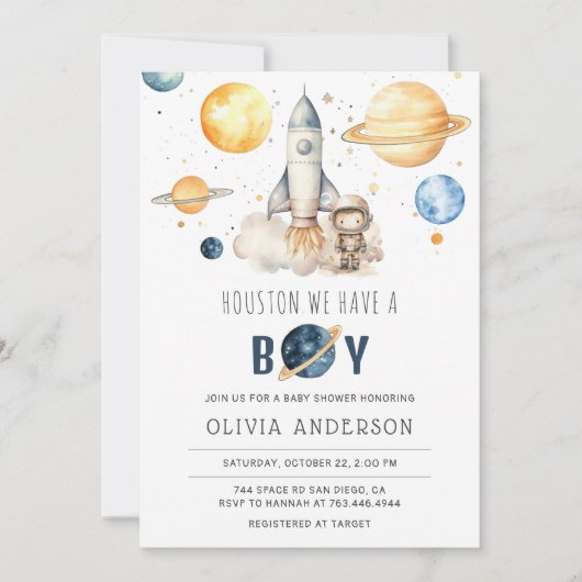 Houston We hebben een padvinder Baby shower Kaart (Voorkant)