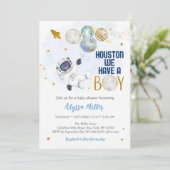 Houston We hebben een padvinder Baby shower Kaart (Staand voorkant)