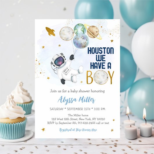 Houston We hebben een padvinder Baby shower Kaart