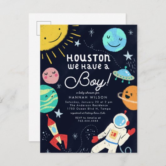 Houston We hebben een padvinder Baby shower Uitnodiging Briefkaart (Voorkant / Achterkant)