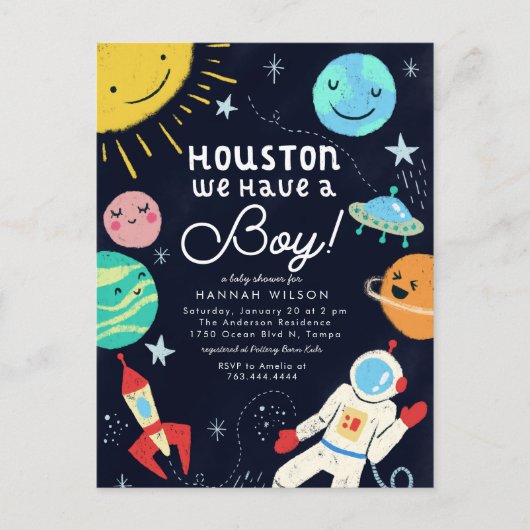 Houston We hebben een padvinder Baby shower Uitnodiging Briefkaart (Voorkant)