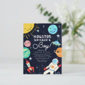 Houston We hebben een padvinder Baby shower Uitnodiging Briefkaart (Staand voorkant)