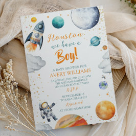 Houston We Hebben een Ruimte Babyshower Jongen Kaart