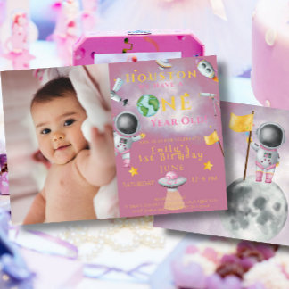 Houston We hebben een ruimtemeisje van een jaar ou Kaart