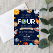 Houston We hebben een vier jaar oud 4e verjaardags Kaart