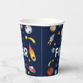 Houston We hebben een vier jaar oud 4e verjaardags Papieren Bekers (Rechts)