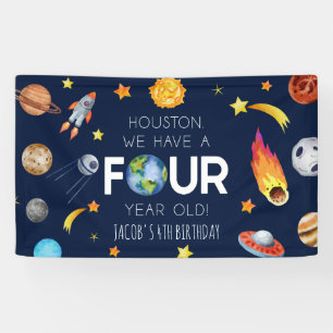Houston We hebben een vier jaar oud 4e verjaardags Spandoek