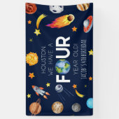 Houston We hebben een vier jaar oud 4e verjaardags Spandoek (Verticaal)