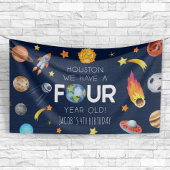Houston We hebben een vier jaar oud 4e verjaardags Spandoek