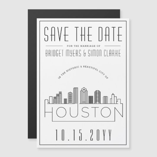 Houston Wedding | De gestileerde Veldlijn sparen d Magnetische Uitnodiging (Voorkant / Achterkant)