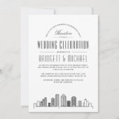 Houston Wedding | Moderne Deco Skyline Kaart (Voorkant)
