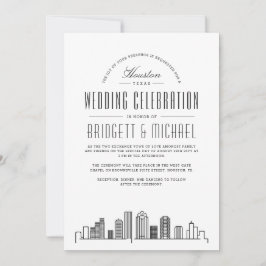 Houston Wedding | Moderne Deco Skyline Kaart