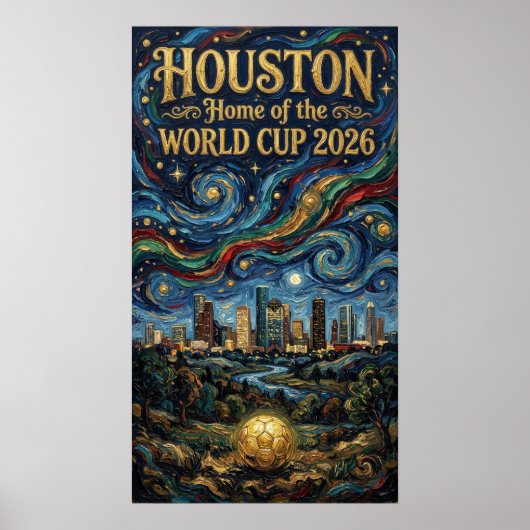 Houston World Cup 2026 Night Reflection Soccer Poster (Voorkant)