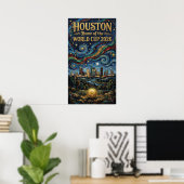  Houston World Cup 2026 Night Reflection Soccer Poster (Thuiskantoor)