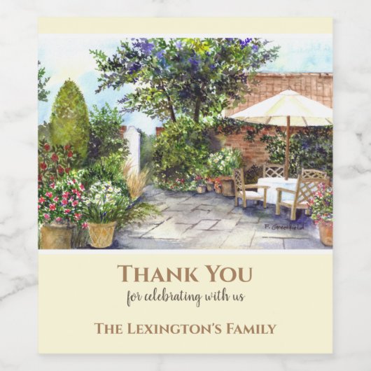 Houswarming Terras van The Manor House Waterverf Wijn Etiket (Enkel label)