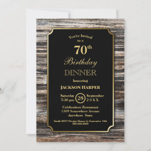 Hout 70e verjaardag Dinner Party Kaart