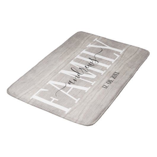 Hout Aangepaste familienaam handtekening Badmat (Gekanteld)