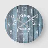 Hout Aangepaste familienaam Rustic Beach House Ronde Klok (Voorkant)