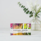 Hout Abstract gekleurd modern monogram #6 Visitekaartje (Staand voorkant)