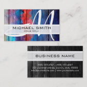 Hout Abstract gekleurd modern monogram #8 Visitekaartje (Voorkant / Achterkant)
